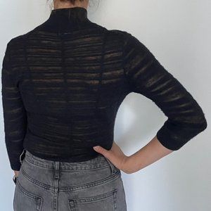 Babaton Cashmere Sheer Turtle Neck, Black, size S